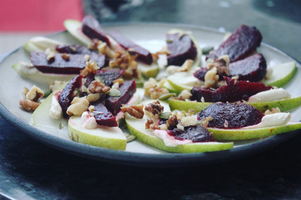 pear and beet appetizer