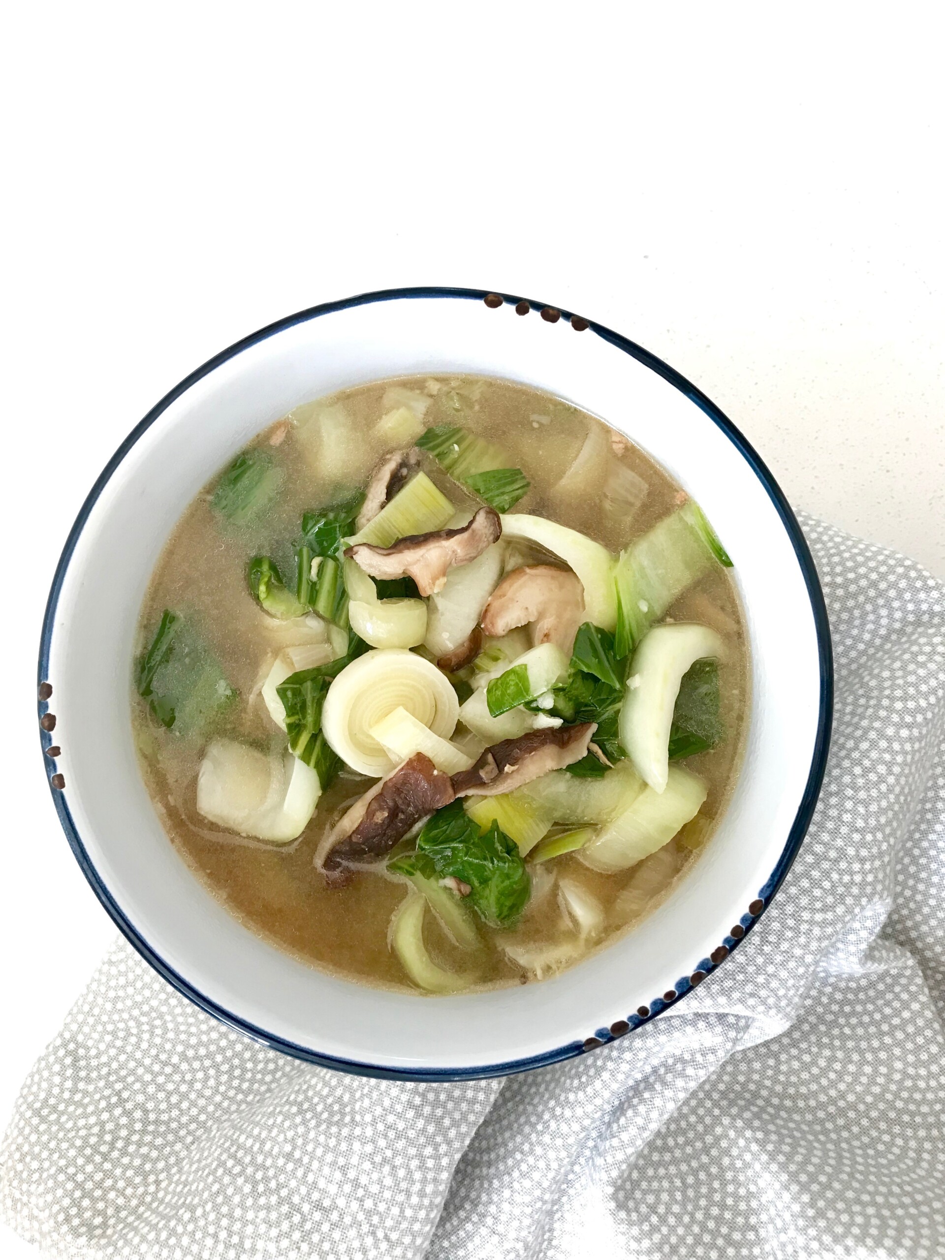 miso bok choy and leek soup