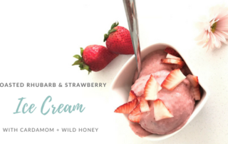 Roasted Rhubarb and Strawberry Ice Cream with Cardamom