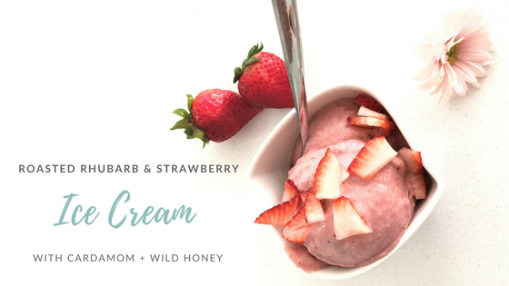 Roasted cardamom & wild honey Roasted Rhubarb and Strawberry Ice Cream with Cardamom