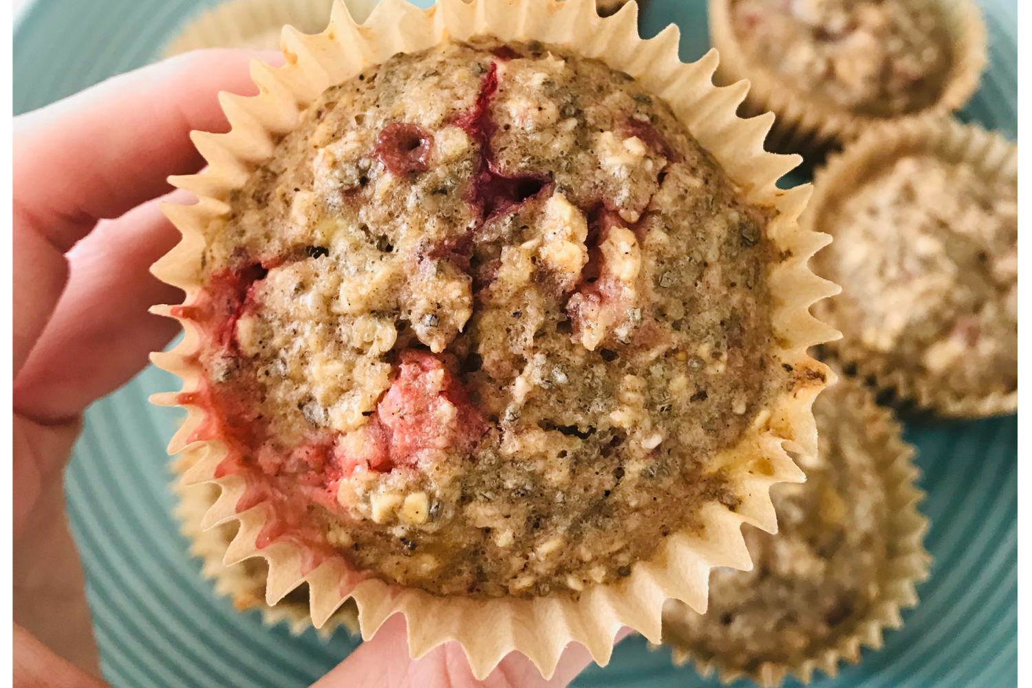 strawberry jam and oat muffins