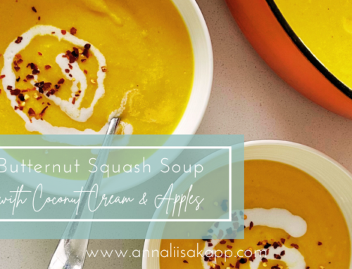 Roasted Butternut Squash Soup with Coconut Cream and Apples